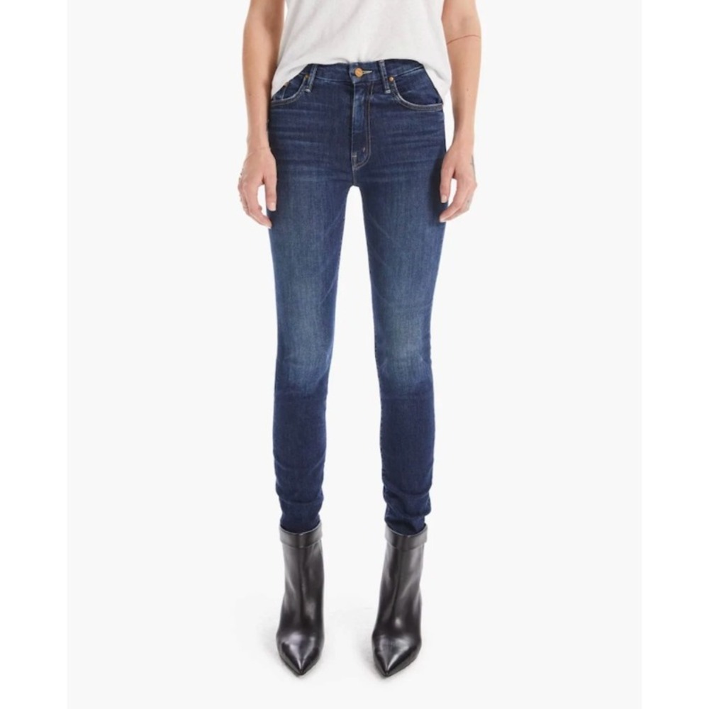 Mother High Waisted Looker Jeans Teaming Up Blue Skinny Denim 1221-104 Size 28